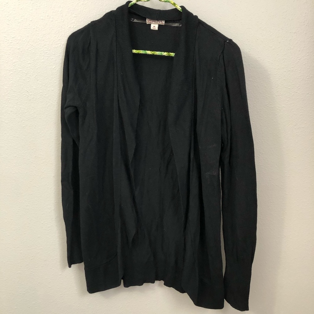 Black open cardigan